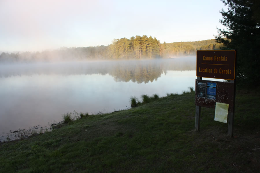 Mew lake on a foggy morning.