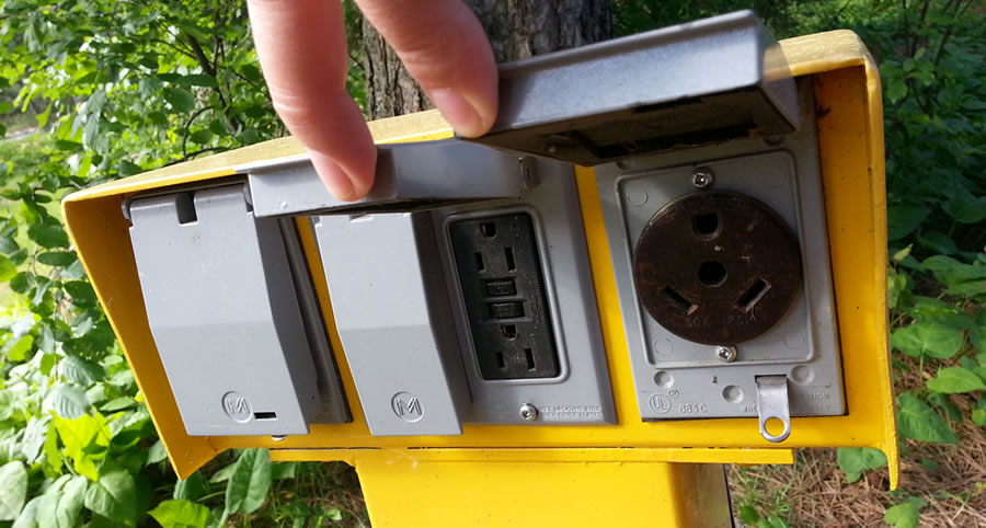 Hydro / electrical outlets at Mew Lake campground - Algonquin Park