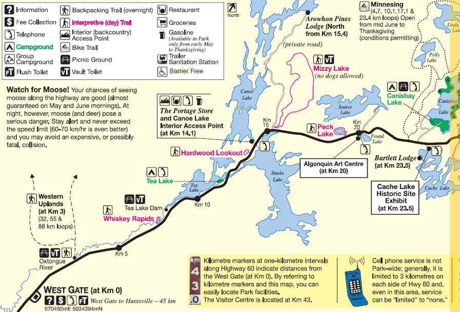 Algonquin Park map - West side