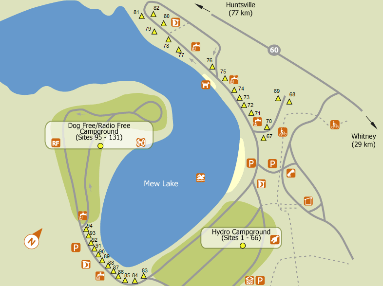 Mew Lake campground map - Regular campsites